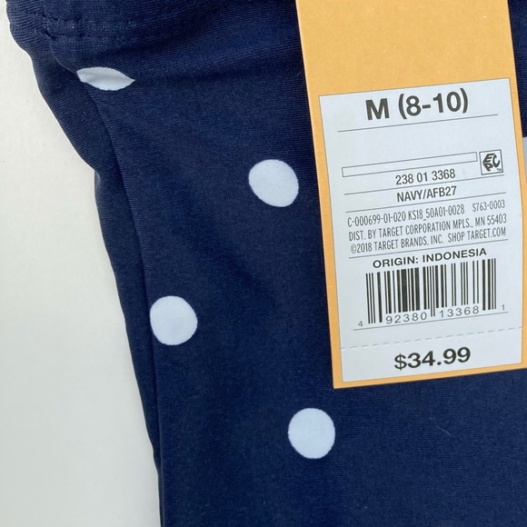 Kona Sol Swimsuit One Piece Size Medium 8-10 Polka Dot Navy And White Retro NWT - Picture 9 of 13